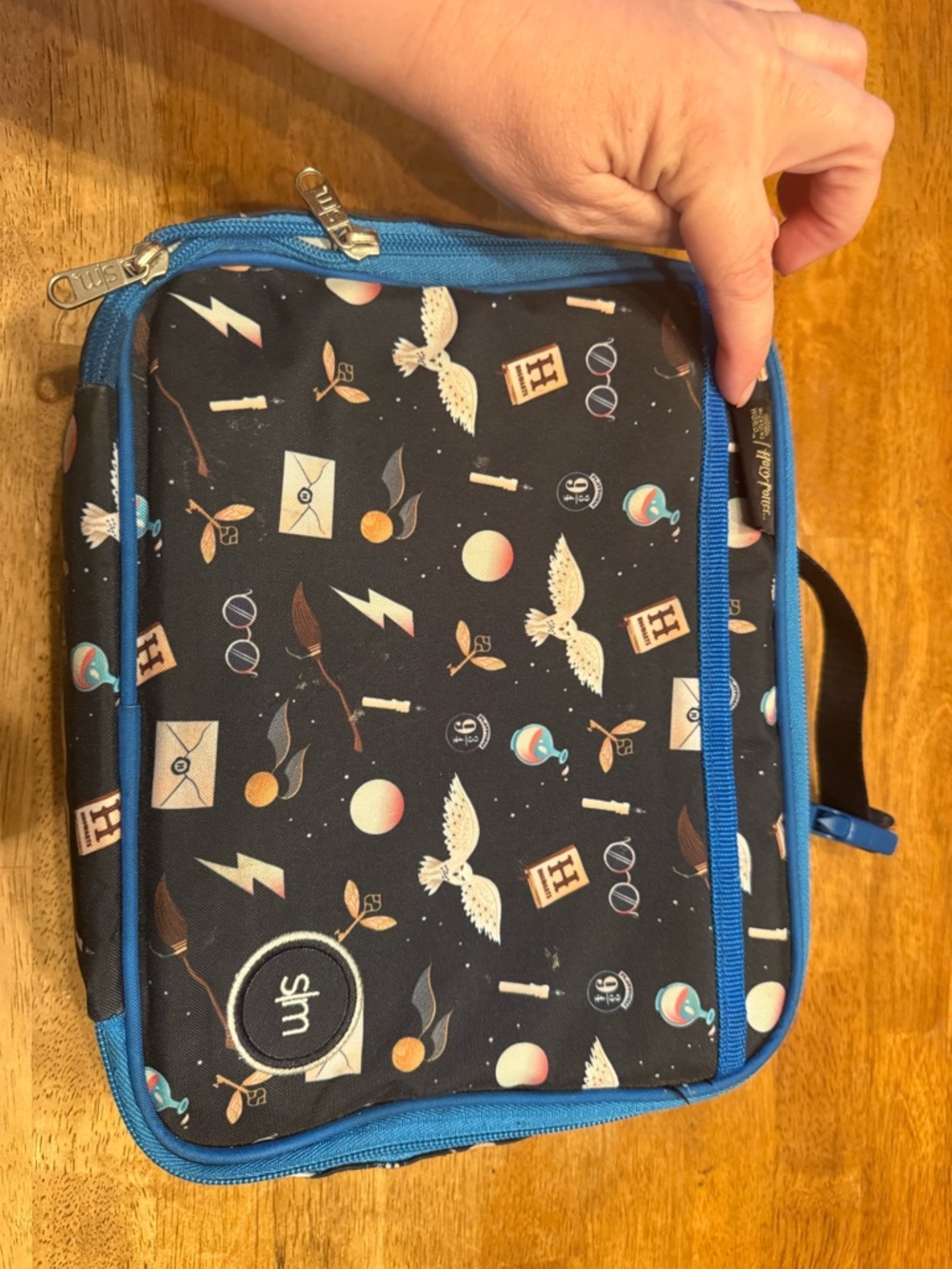 Wizard Pattern Lunchbox - Navy with Blue Trim